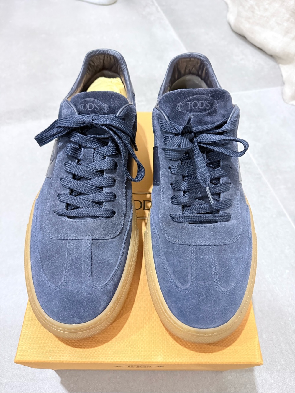 Tods Navy Suede Sneakers with Gum Sole, great condition
